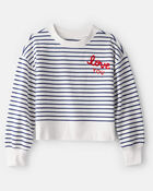 Girls French Terry Long-Sleeve Top - Navy/White, image 1 of 4 slides