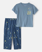 Toddler Boy Bird Loose Fit 2-Piece Pyjama Set - Blue, image 1 of 3 slides