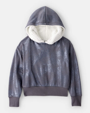 Girls DayDream Fleece Metallic Sherpa Hoodie - Grey, 