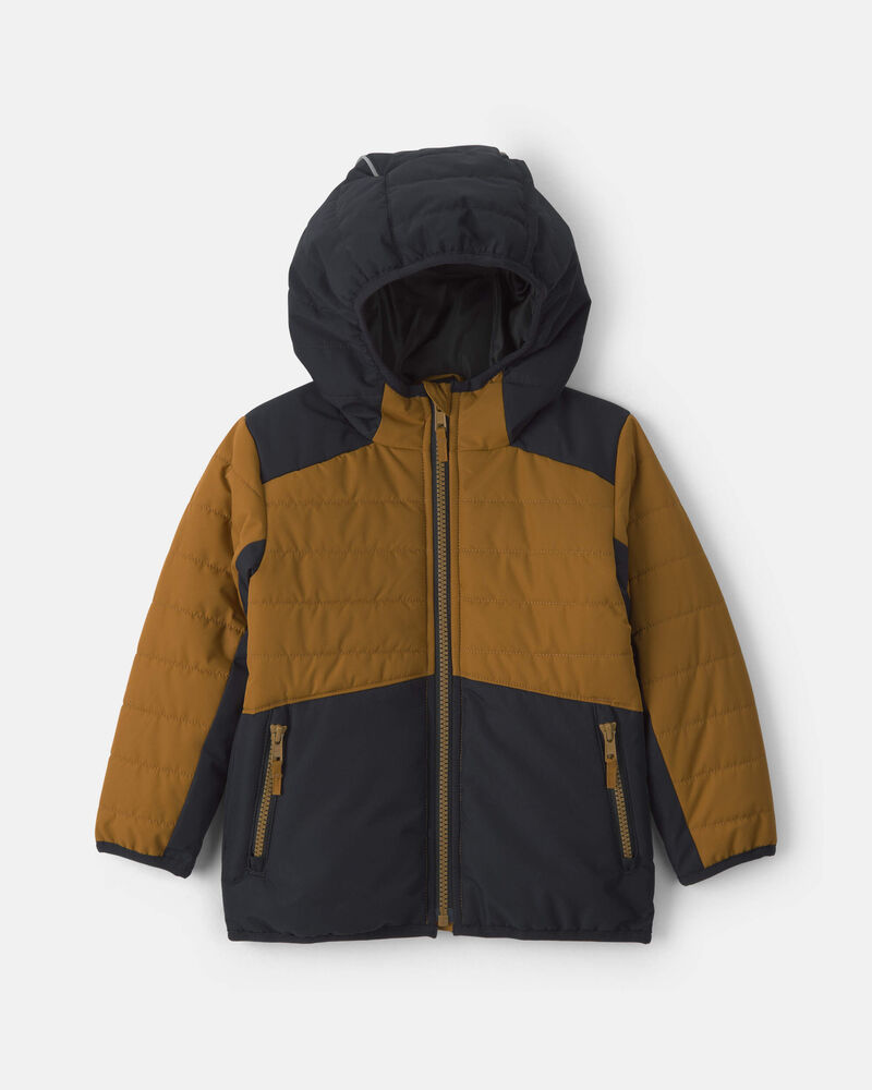 Baby Boy Quilted Mid Weight Jacket- Brown, image 1 of 4 slides
