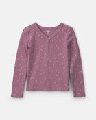 Filles - Haut manches longues en tissu c&ocirc;tel&eacute; &agrave; motif c&oelig;ur &ndash; Mauve, image 1 sur 2 diapositives