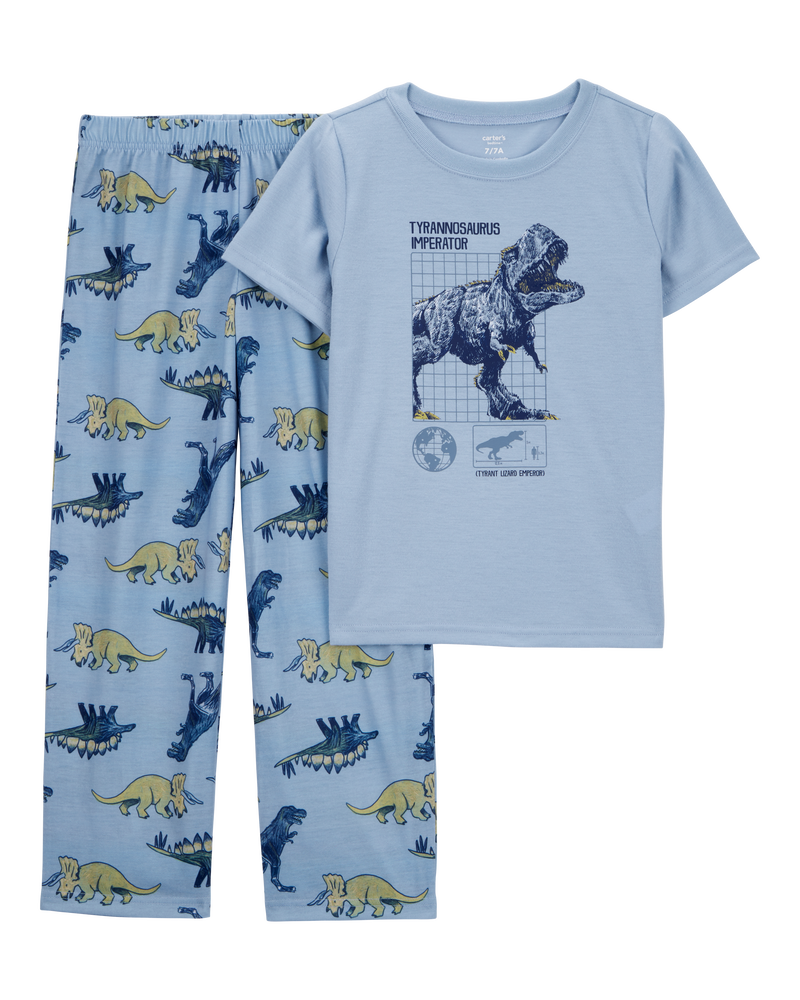 Garçons - Pyjama 2 pièces décontracté imprimé de dinosaure - Bleu, image 1 sur 3 diapositives