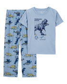 Garçons - Pyjama 2 pièces décontracté imprimé de dinosaure - Bleu, image 1 sur 3 diapositives