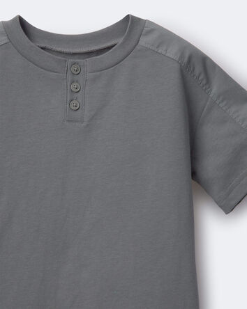 Toddler Boy Henley Tee - Dark Grey, 