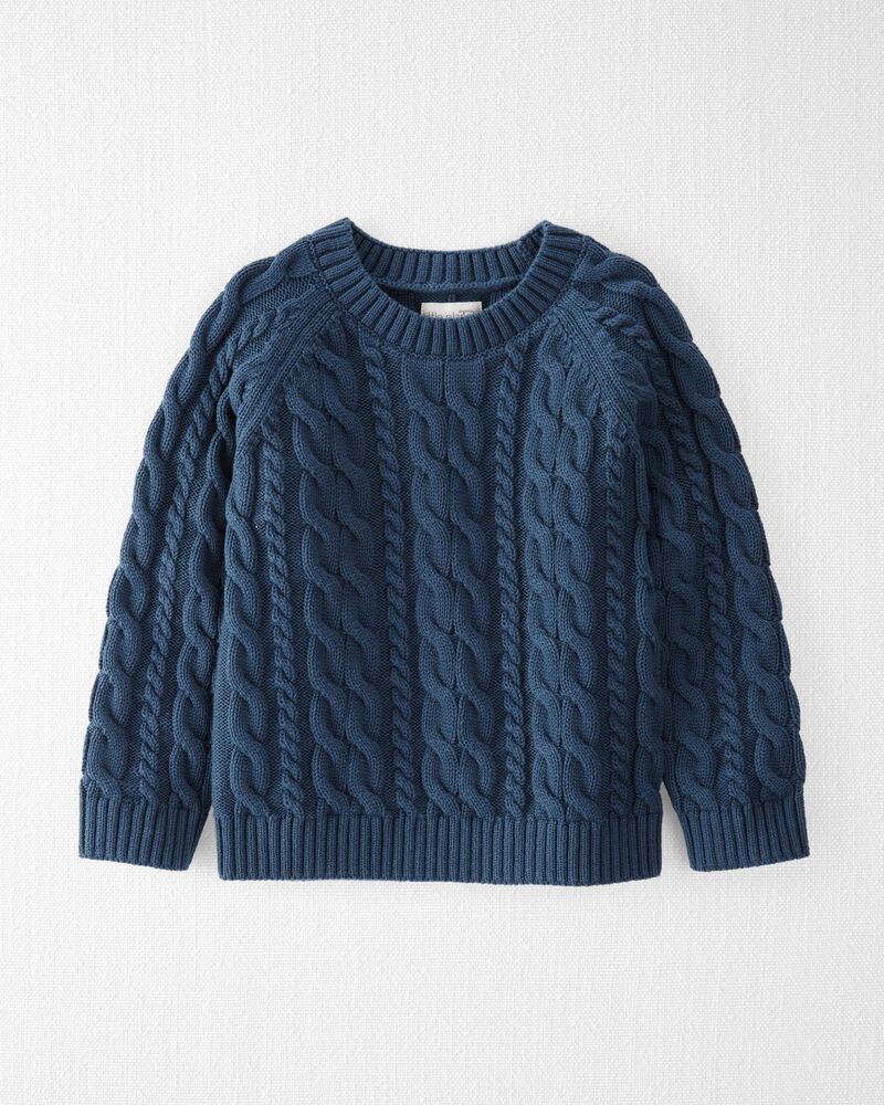 Toddler Organic Cotton Fair Isle Sweater in Dark Sea Blue, image 1 of 4 slides