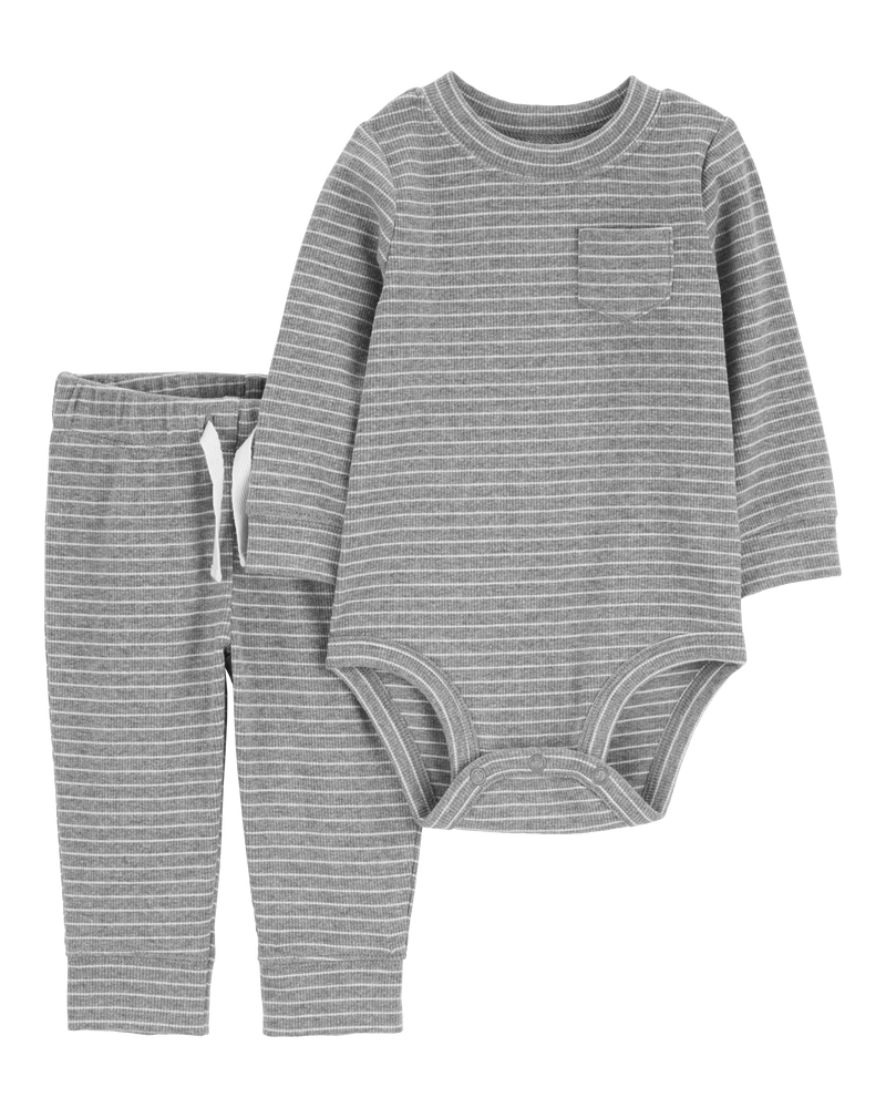 Baby 2-Piece Striped Bodysuit Pant Set, image 1 of 3 slides