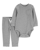Baby 2-Piece Striped Bodysuit Pant Set, image 1 of 3 slides