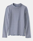 Kid Mock Neck Striped Long-Sleeve Top - Navy, image 1 of 3 slides