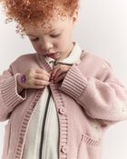 Toddler Girl Star & Moon Pocket Cardigan - Light Pink, image 2 of 7 slides