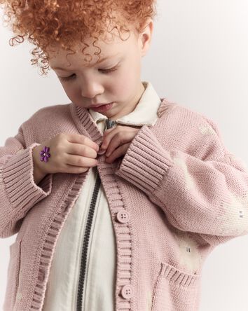Toddler Girl Star & Moon Pocket Cardigan - Light Pink, 