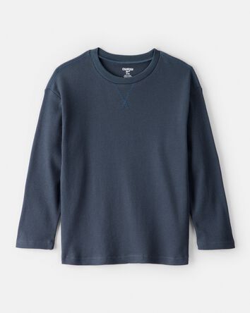 Boys Solid Thermal Long-Sleeve Tee - Navy, 