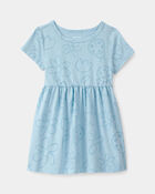 Baby Girl Floral Ladybug Short-Sleeve Dress - Blue, image 1 of 4 slides