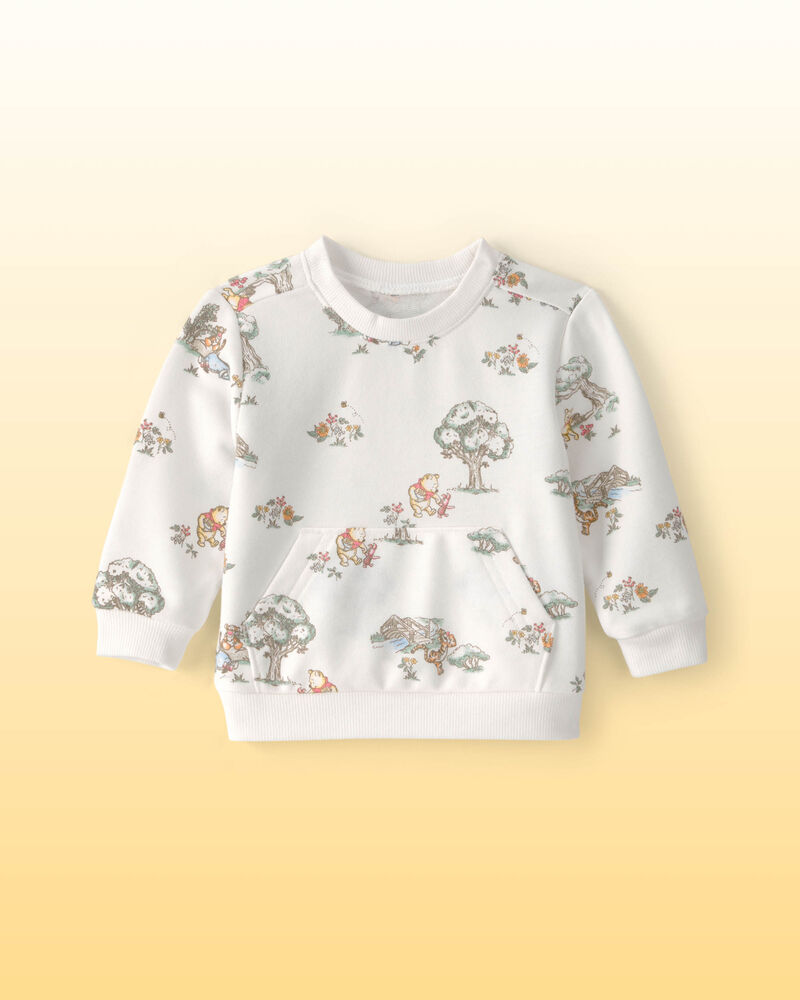 Baby Disney&copy; Winnie the Pooh French Terry Long-Sleeve Pullover Sweatshirt - White, image 1 of 3 slides