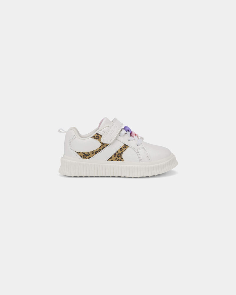 Toddler Girl Leopard Charm Sneakers - White, image 2 of 6 slides