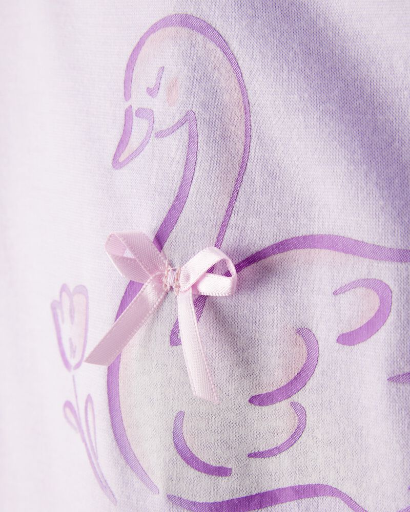 Girls Swan Floral Loose Fit Night Gown - Purple/White, image 2 of 5 slides