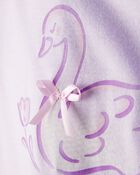 Girls Swan Floral Loose Fit Night Gown - Purple/White, image 2 of 5 slides