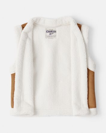 Girls Fleece Sleeveless Vest - Brown, 