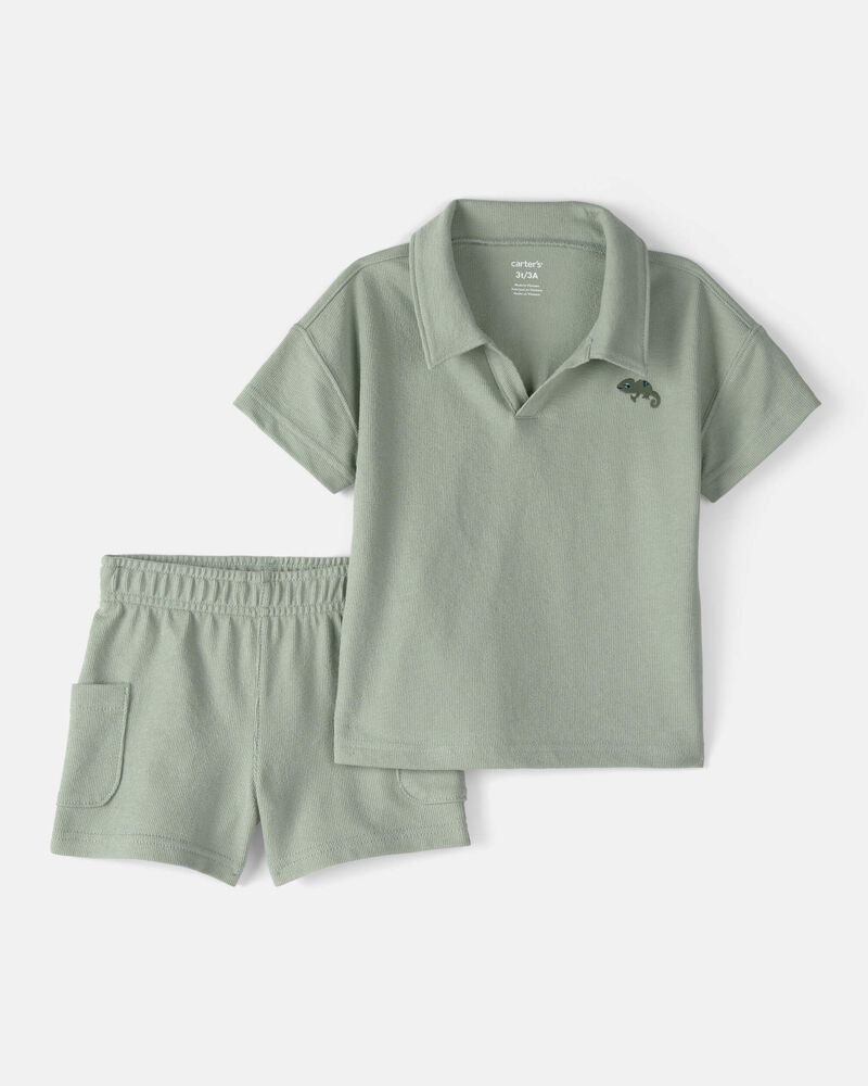 Toddler Boy 2-Piece Top & Short Set - Green, image 1 of 6 slides
