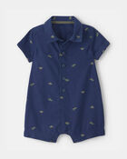 Baby Boy Dinosaur Romper - Navy/Blue, image 1 of 3 slides