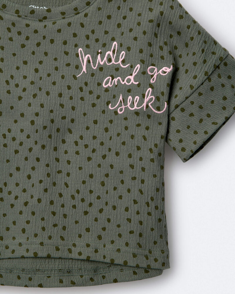 Tout-petit fille - T-shirt &agrave; coupe asym&eacute;trique &laquo;Hide and Seek&raquo; - Vert olive, image 4 sur 6 diapositives