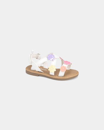 Tout-petit fille - Sandales &agrave; motif de fleurs - Blanc, 
