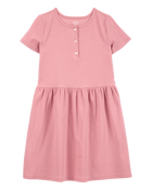 Kid Solid Short-Sleeve Dress - Pink, image 1 of 4 slides