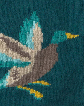 Boys Duck Fair Isle Baggy Cardigan Sweater - Green, 