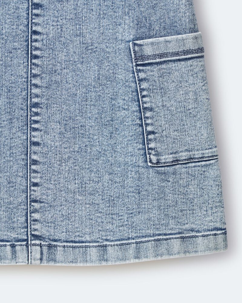 Toddler Girl Otter Pocket Denim Jumper in Avenue Wash - Blue, image 6 of 6 slides
