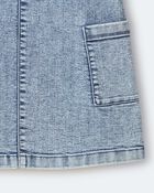 Toddler Girl Otter Pocket Denim Jumper in Avenue Wash - Blue, image 6 of 6 slides