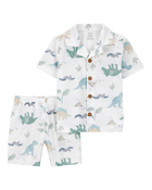 Toddler Boy 2-Piece Dinosaur Coat-Style Loose Fit Pyjamas, image 1 of 3 slides