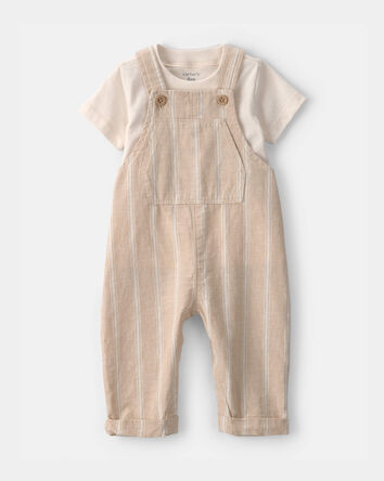 Baby 2-Piece Stripe Overall Set - Khaki, 