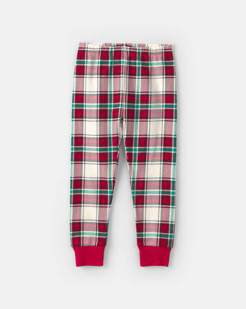 Toddler 2-Piece Christmas Plaid 100% Cotton Snug Fit Pyjama Set - Red/Green, 