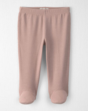 Baby Girl Organic Cotton Rib Footed Pants, 