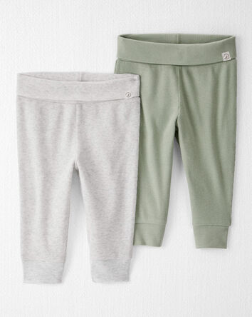 Bébé fille - Emballage de 2 pantalons de jogging en coton biologique Grow-With-Me, 