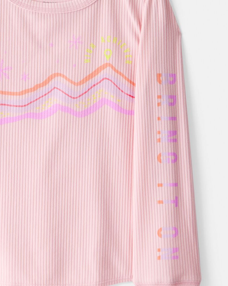 Girls Active Rib Long-Sleeve Top - Pink, image 2 of 4 slides