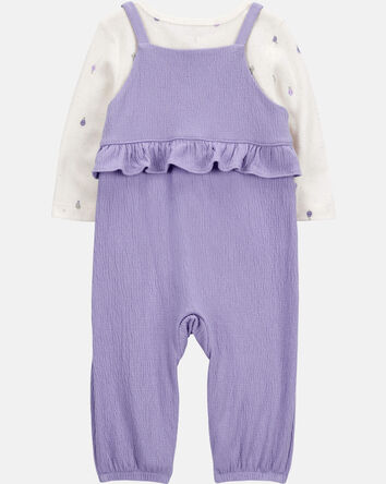 Baby Girl 2-Piece Long-Sleeve Tee & Coverall Set, 