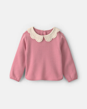 Toddler Girl Collared Fleece Sweater - Pink, 