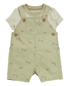 Baby Boy 2-Piece Tee & Shortall Set - Olive, image 1 of 6 slides