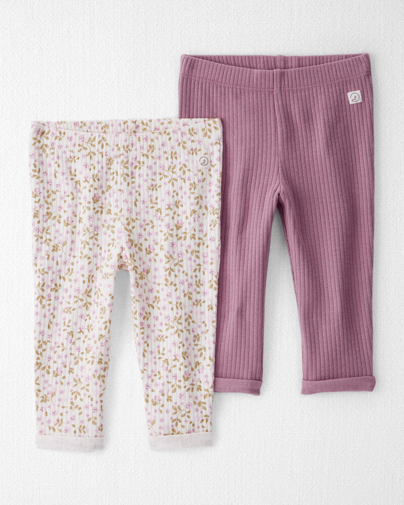 Baby Girl 2-Pack Organic Cotton Rib Leggings, image 1 of 7 slides