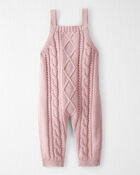 Baby Girl Organic Cotton Cable Knit Overalls, image 3 of 6 slides