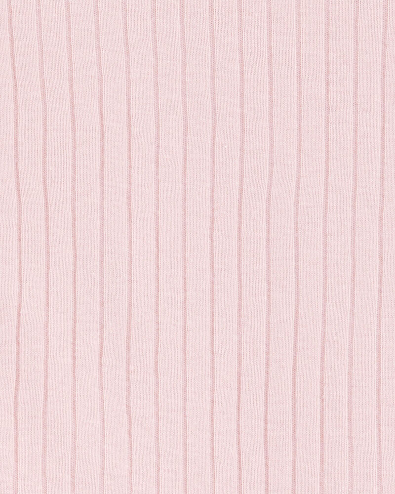 Bébé Pyjama 2 pièces côtelé en coton mélangé de couleur unie - Rose, image 2 sur 3 diapositives
