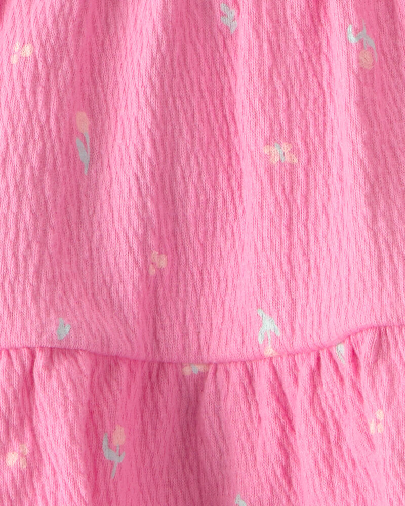 B&eacute;b&eacute; fille - Ensemble 2 pi&egrave;ces haut et jupe-short &agrave; fleurs - Rose, image 4 sur 5 diapositives