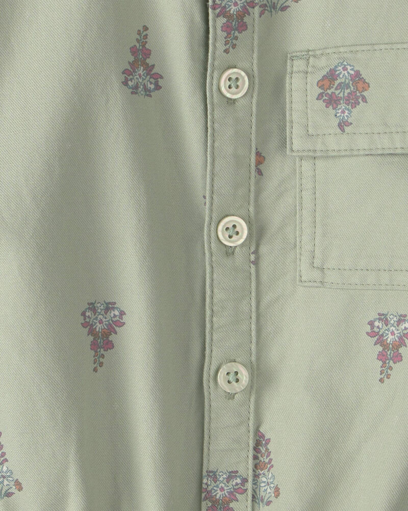 Girls Floral Cargo Romper - Green, image 2 of 3 slides