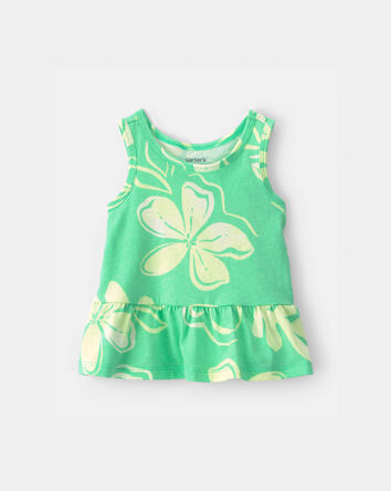 Baby Girl Floral Peplum Tank Top - Green, 