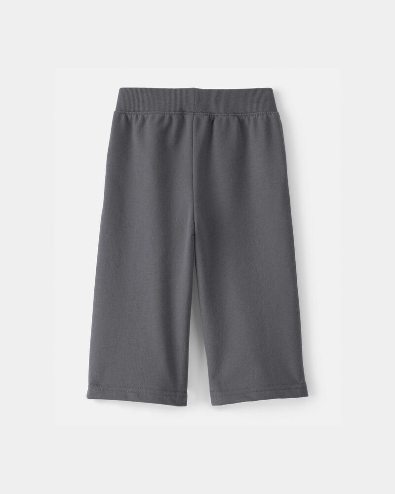 Baby Girl French Terry Wide-Leg Active Pants - Grey, image 2 of 4 slides
