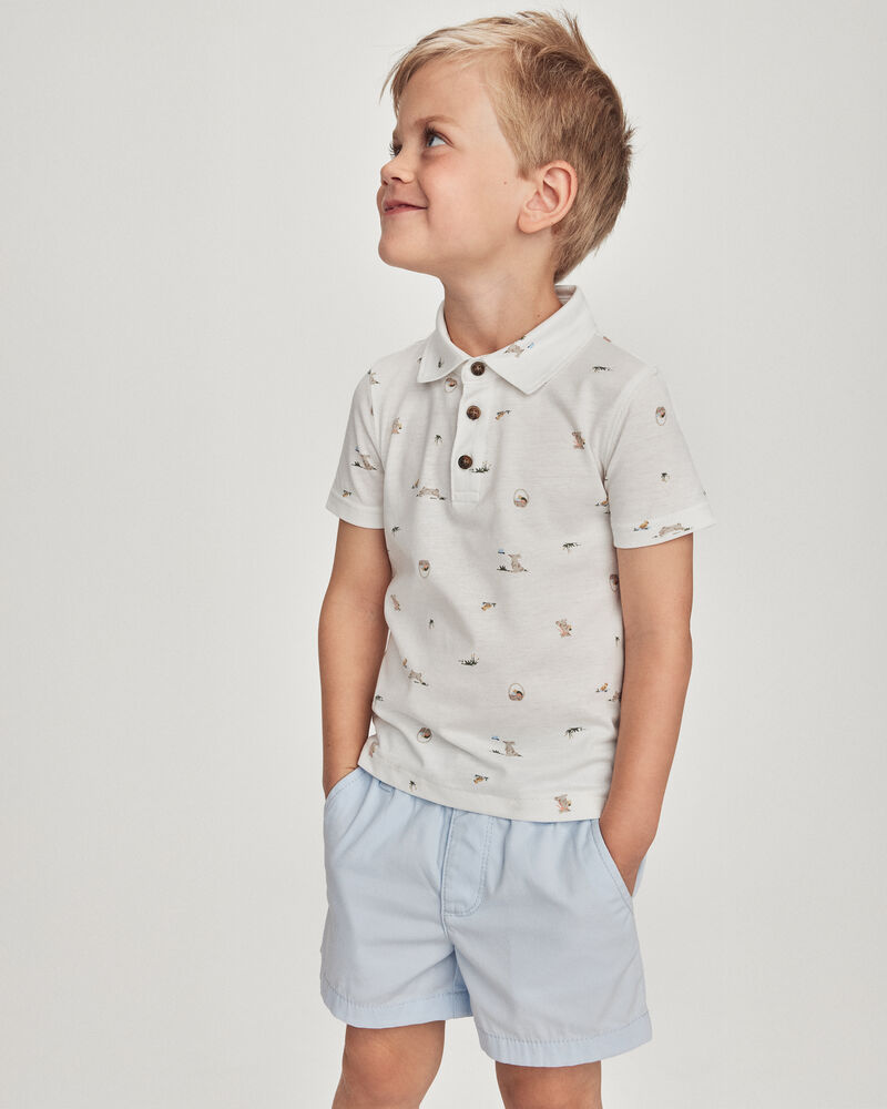 Toddler Boy Easter Bunny Polo Shirt - White, image 2 of 5 slides