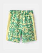 Boys Floral  Swim Trunks - Green/Yellow, image 2 of 3 slides