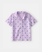 Girls Butterfly Short-Sleeve Loose Fit 2-Piece pyjama Set - Purple, image 3 of 5 slides