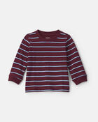 Toddler Boy Striped Long-Sleeve Top - Burgundy, image 1 of 3 slides