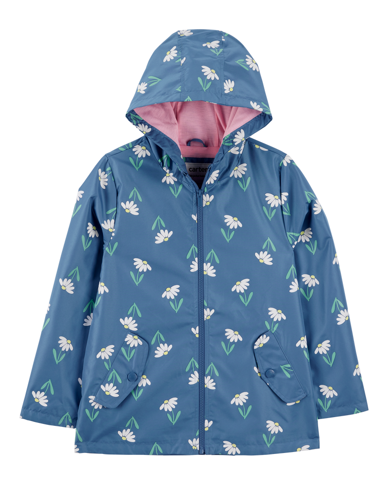 Kid Colour Changing Rain Jacket - Navy, image 1 of 6 slides